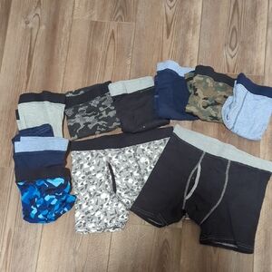 10 Hanes Kids Boxer Briefs - Black, Gray, Blue, Camouflage